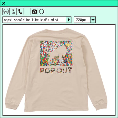 %psh NYANTARO long sleeve tee  (ジミー大西【POPOUT】コラボ)　/　JO-OPS2202 SAND BEIGE