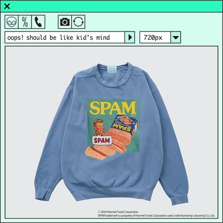 ％psh SPAM® Brand sweat　/　SPA-OPS2401 BLUE JEAN