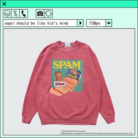 ％psh SPAM® Brand sweat　/　SPA-OPS2401 CRIMSON