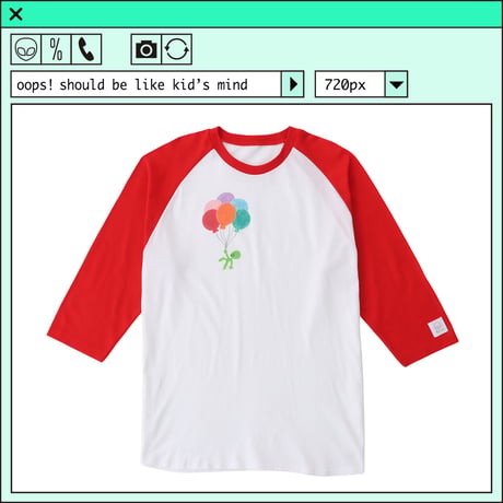 %psh alien balloon Raglan　/　OPS-2203 WHITE RED
