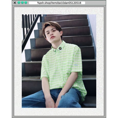 %psh retro flower polo shirt　/　OPS-2302 GREEN