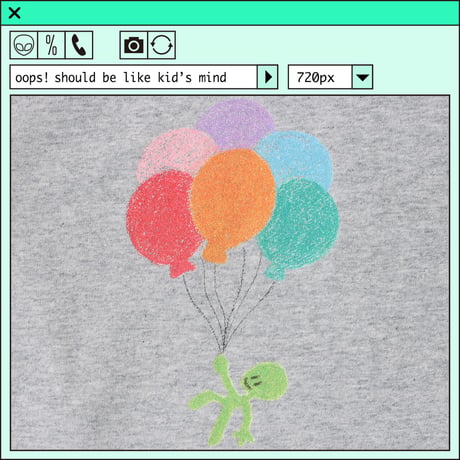 %psh alien balloon Raglan　/　OPS-2203 GRAY BLACK