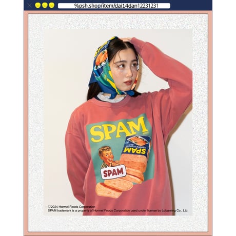 ％psh SPAM® Brand sweat　/　SPA-OPS2401 SEA FOAM