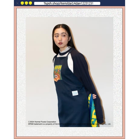 ％psh SPAM® Brand apron　/　SPA-OPS2403 NAVY