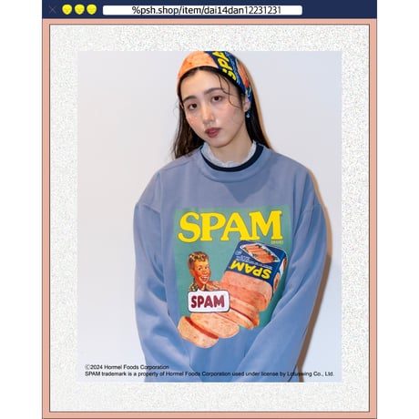 ％psh SPAM® Brand sweat　/　SPA-OPS2401 BLUE JEAN