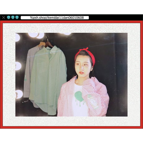 %psh crayon long sleeve shirt　/　OPS-2305 MINT RED