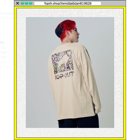 %psh NYANTARO long sleeve tee  (ジミー大西【POPOUT】コラボ)　/　JO-OPS2202 BLACK