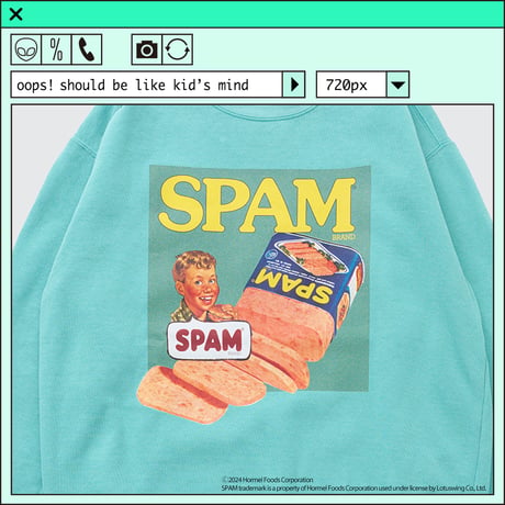 ％psh SPAM® Brand sweat　/　SPA-OPS2401 SEA FOAM