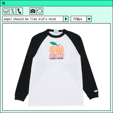 %psh crayon peach raglan tee　/　OPS-2306 WHITE BLACK
