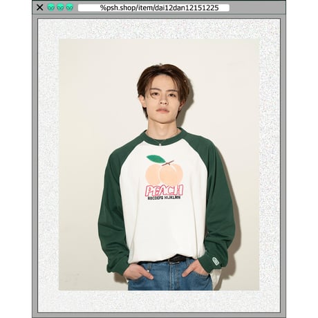 %psh crayon peach raglan tee　/　OPS-2306 WHITE IVY GREEN