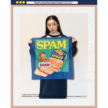 ％psh SPAM® Brand bandana　/　SPA-OPS2404 NAVY