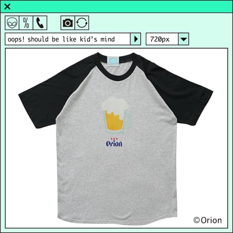 ％psh Orion Beer raglan tee　/　OR-OPS2402 MOTTLED GRAY×BLACK