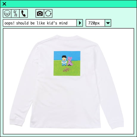 %psh WANIKUN long sleeve tee (ジミー大西【POPOUT】コラボ) 　/　JO-OPS2201 WHITE