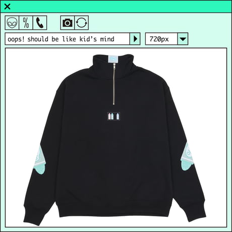 %psh crayon half zip sweat 　/　OPS-2308 BLACK