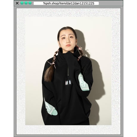 %psh crayon half zip sweat 　/　OPS-2308 BLACK