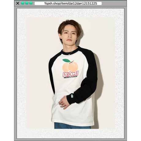 %psh crayon peach raglan tee　/　OPS-2306 WHITE BLACK