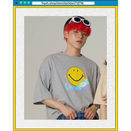 %psh smiley lucky tee　/　SF-OPS2201 MIX GREY