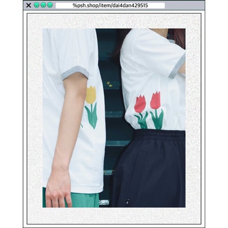 %psh retro tulip ringer Tee　/　OPS-2208 GRAY RED