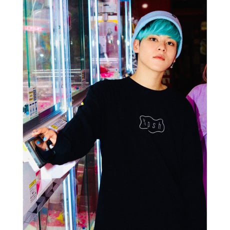 %psh slime logo Long Sleeve Tee / OPS-2101 BLK
