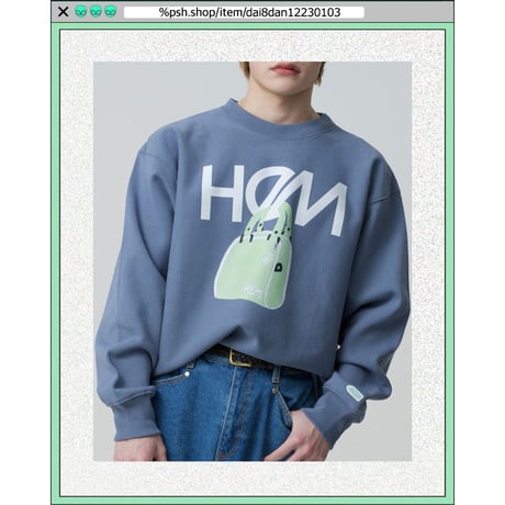 %psh HeM crew neck sweat(裏起毛)　/　HM-OPS2202 ASH