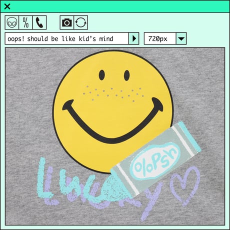 %psh smiley lucky tee　/　SF-OPS2201 MIX GREY