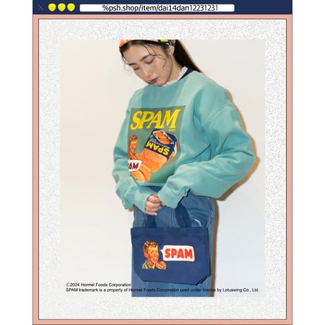 ％psh SPAM® Brand lunch tote bag　/　SPA-OPS2406 NAVY