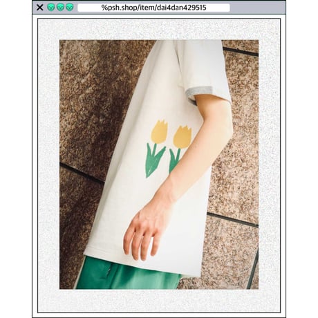 %psh retro tulip ringer Tee　/　OPS-2208 GRAY YELLOW
