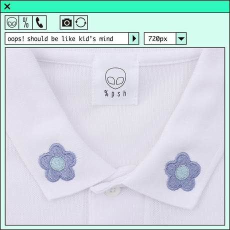 %psh retro flower polo Shirt　/　OPS-2207 WHITE