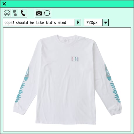 %psh crayon art Long Sleeve Tee　/　OPS-2202 WHITE BLUE