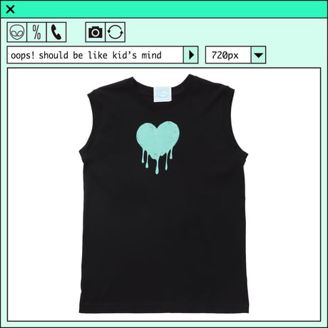 %psh retro crayon art sleeveless shirt　/　OPS-2304  BLACK