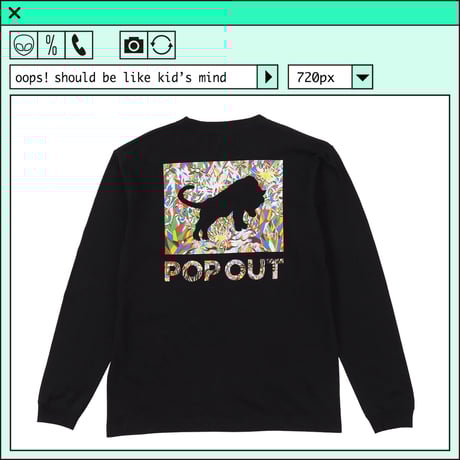 %psh NYANTARO long sleeve tee  (ジミー大西【POPOUT】コラボ)　/　JO-OPS2202 BLACK