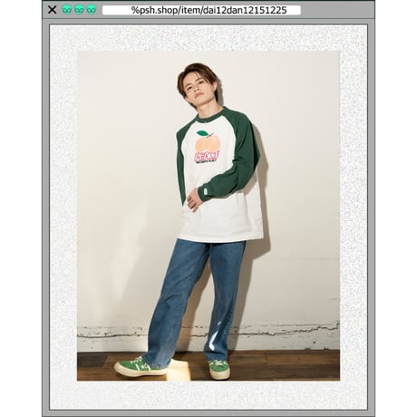 %psh crayon peach raglan tee　/　OPS-2306 WHITE IVY GREEN