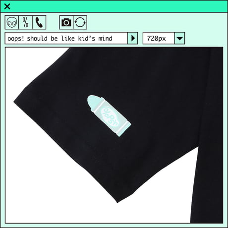 %psh retro crayon art tee　/　OPS-2303 MINT BLACK
