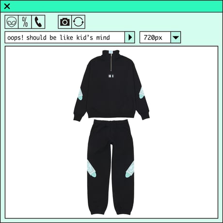 %psh crayon half zip sweat 　/　OPS-2308 BLACK