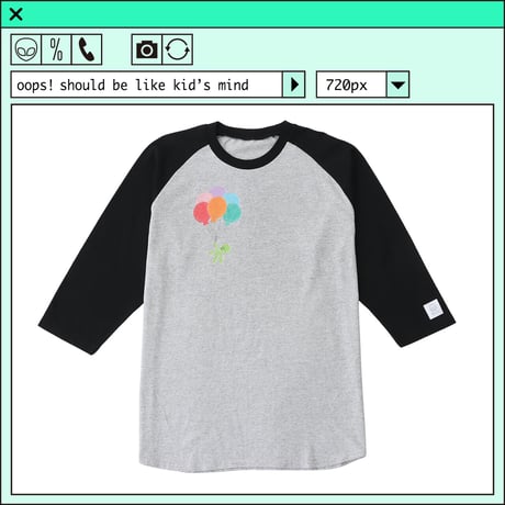 %psh alien balloon Raglan　/　OPS-2203 GRAY BLACK