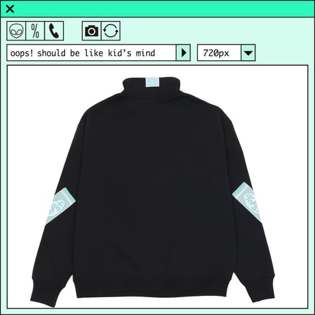 %psh crayon half zip sweat 　/　OPS-2308 BLACK
