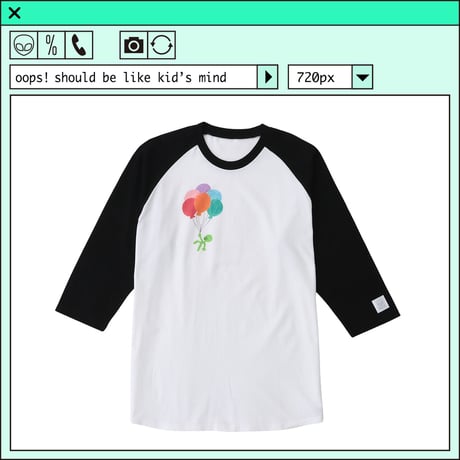 %psh alien balloon Raglan　/　OPS-2203 WHITE BLACK