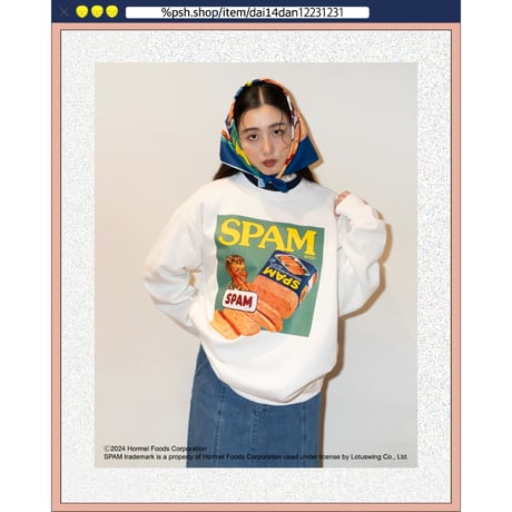 ％psh SPAM® Brand sweat　/　SPA-OPS2401 SEA FOAM
