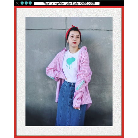 %psh crayon long sleeve shirt　/　OPS-2305 MINT RED