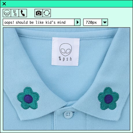 %psh retro flower polo Shirt　/　OPS-2207 BLUE