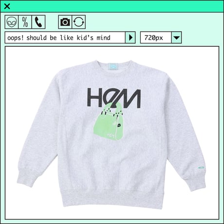%psh HeM crew neck sweat(裏起毛)　/　HM-OPS2202 ASH