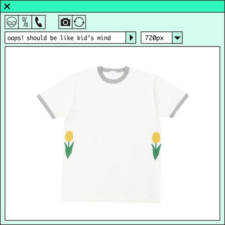 %psh retro tulip ringer Tee　/　OPS-2208 GRAY YELLOW
