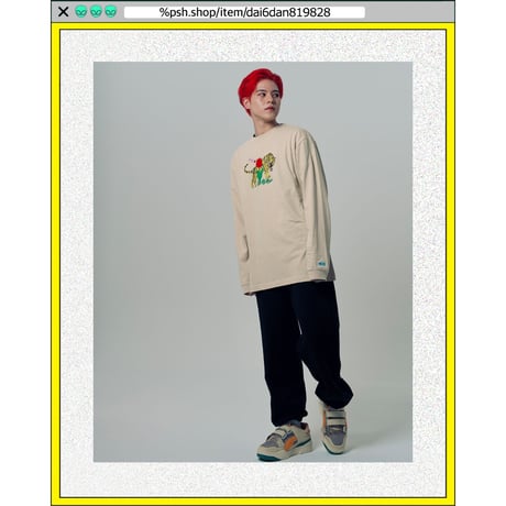%psh NYANTARO long sleeve tee  (ジミー大西【POPOUT】コラボ)　/　JO-OPS2202 SAND BEIGE