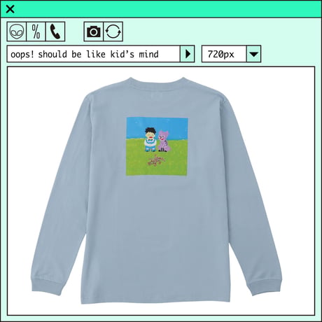 %psh WANIKUN long sleeve tee (ジミー大西【POPOUT】コラボ) 　/　JO-OPS2201 ACID BLUE