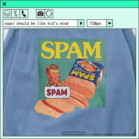 ％psh SPAM® Brand sweat　/　SPA-OPS2401 BLUE JEAN
