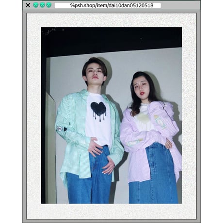 %psh crayon long sleeve shirt　/　OPS-2301 BLACK GREEN