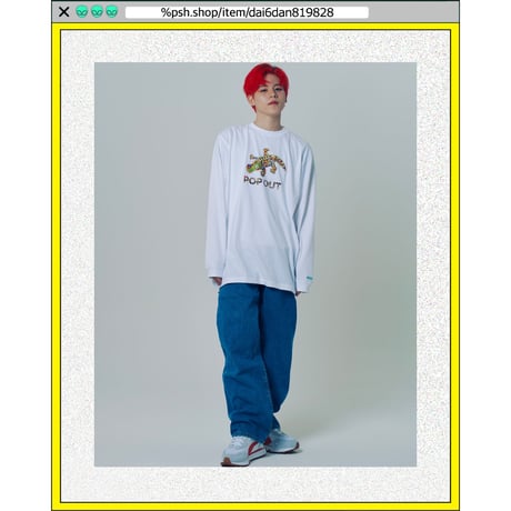 %psh WANIKUN long sleeve tee (ジミー大西【POPOUT】コラボ) 　/　JO-OPS2201 WHITE