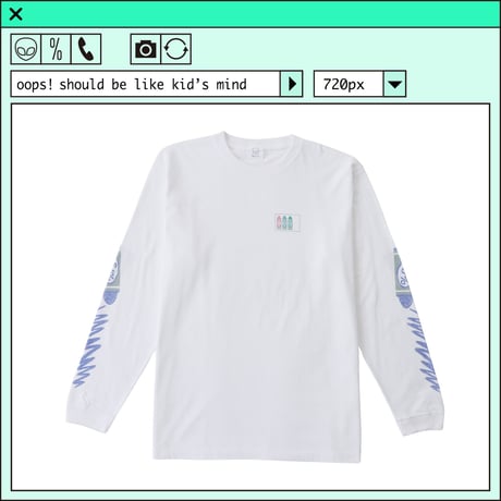 %psh crayon art Long Sleeve Tee/　OPS-2202 WHITE PURPLE
