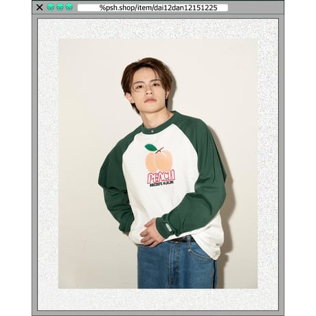 %psh crayon peach raglan tee　/　OPS-2306 WHITE IVY GREEN