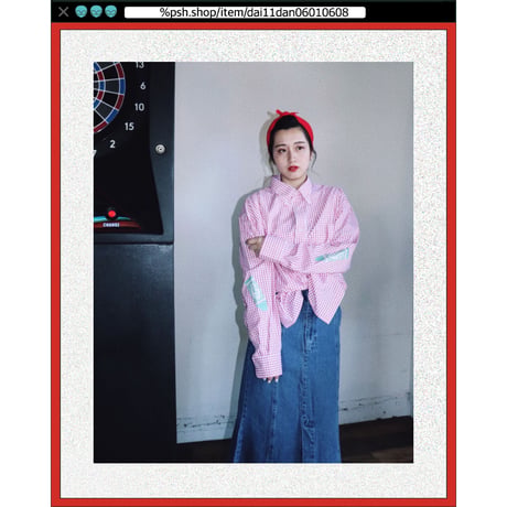 %psh crayon long sleeve shirt　/　OPS-2305 MINT RED